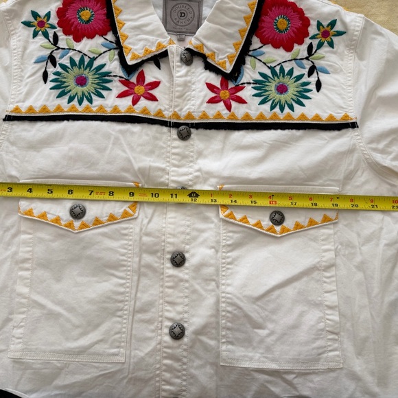 Double D Ranch White Jean Jacket with Colorful Embroidery - Picture 7 of 8
